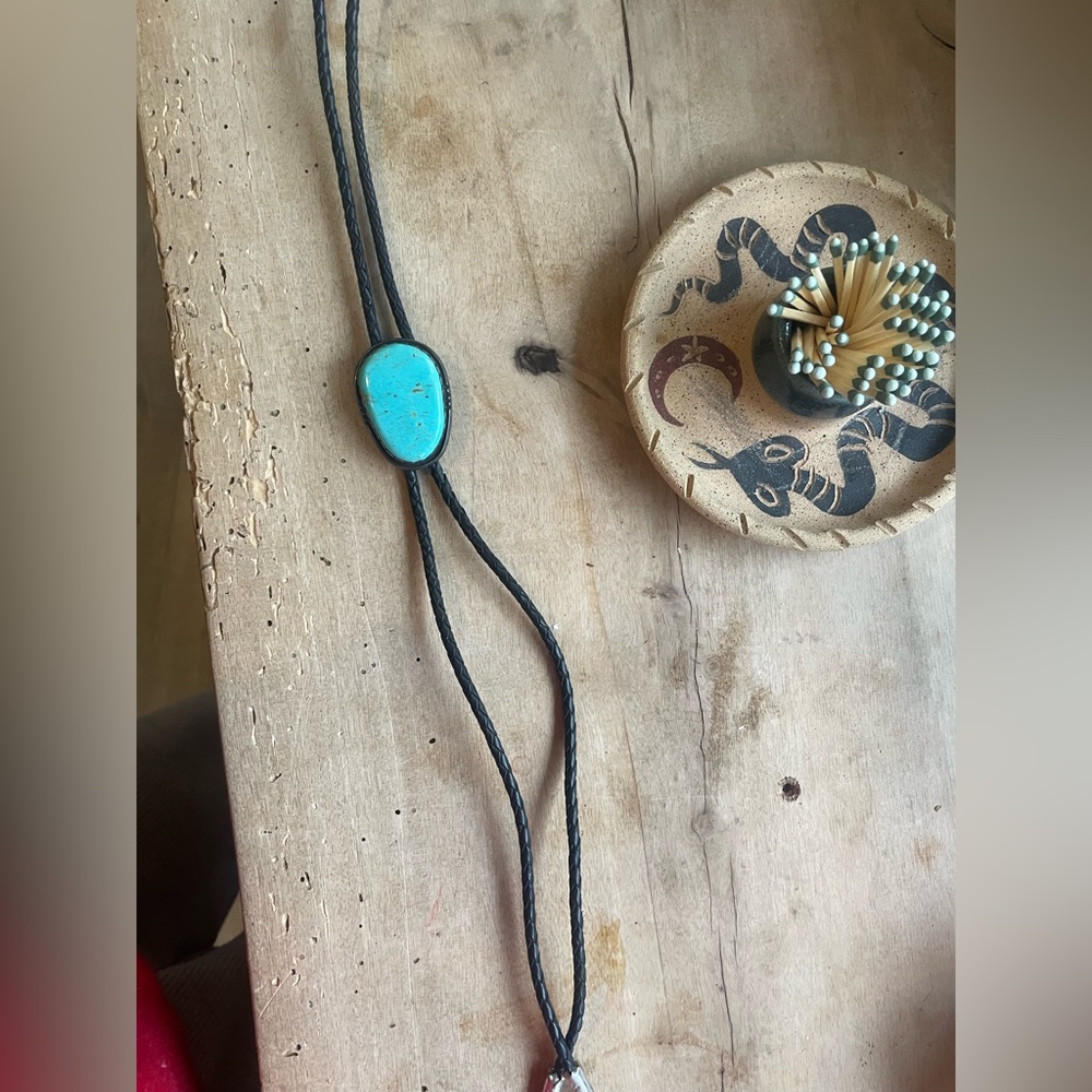 Navajo Silver Turquoise Bolo Tie